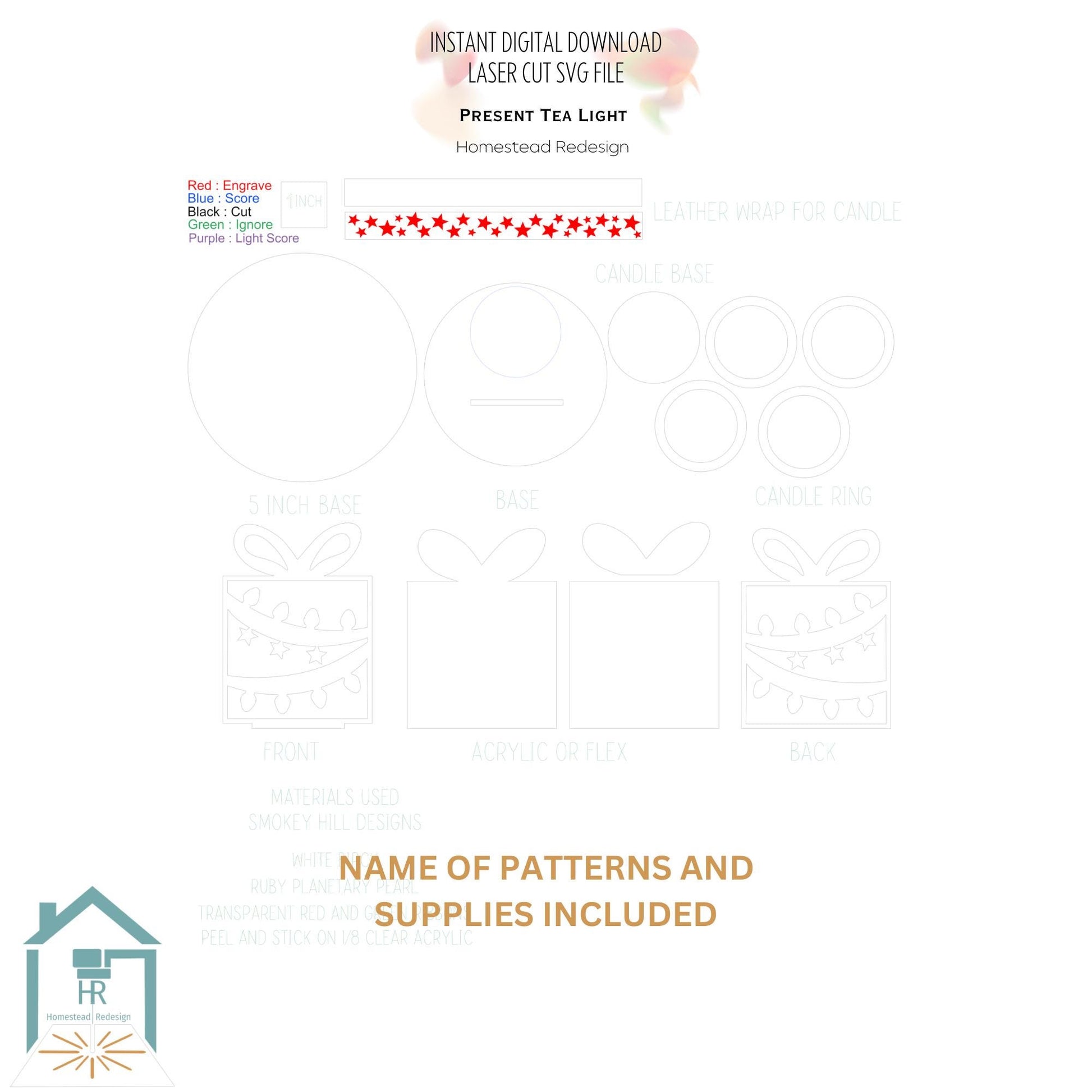 Christmas Tea light holder set Nativity, Sled, Present Laser Ready Cut file, SVG Instant digital download.