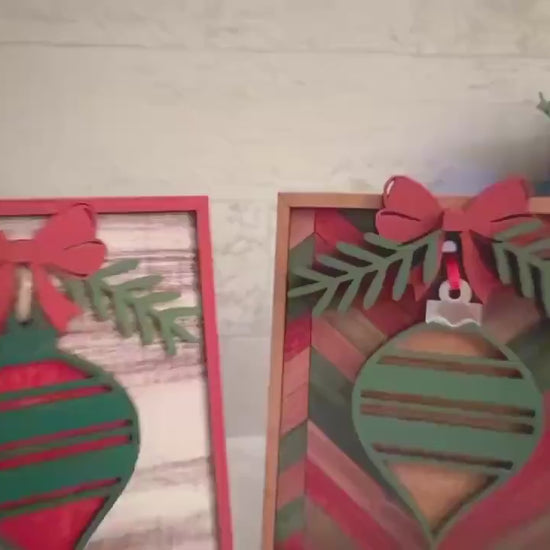 Framed Christmas ornament Art décor, laser ready cut file, SVG digital download.
