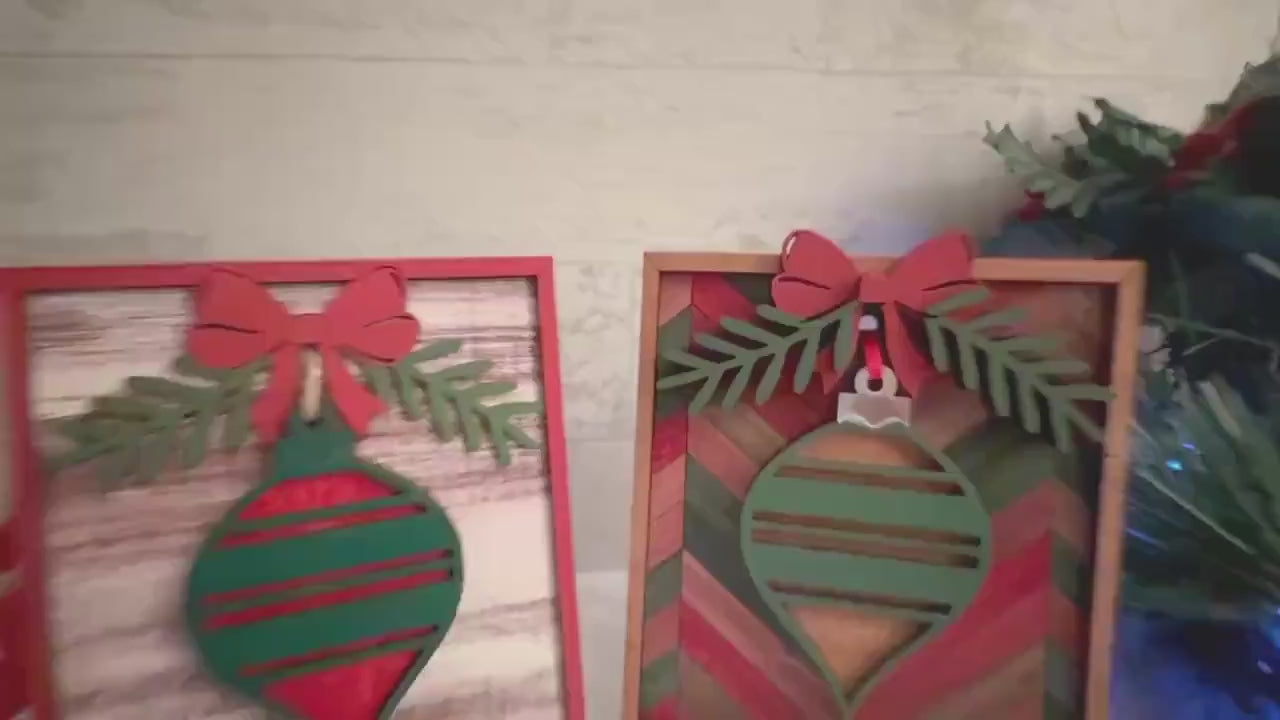 Framed Christmas ornament Art décor, laser ready cut file, SVG digital download.