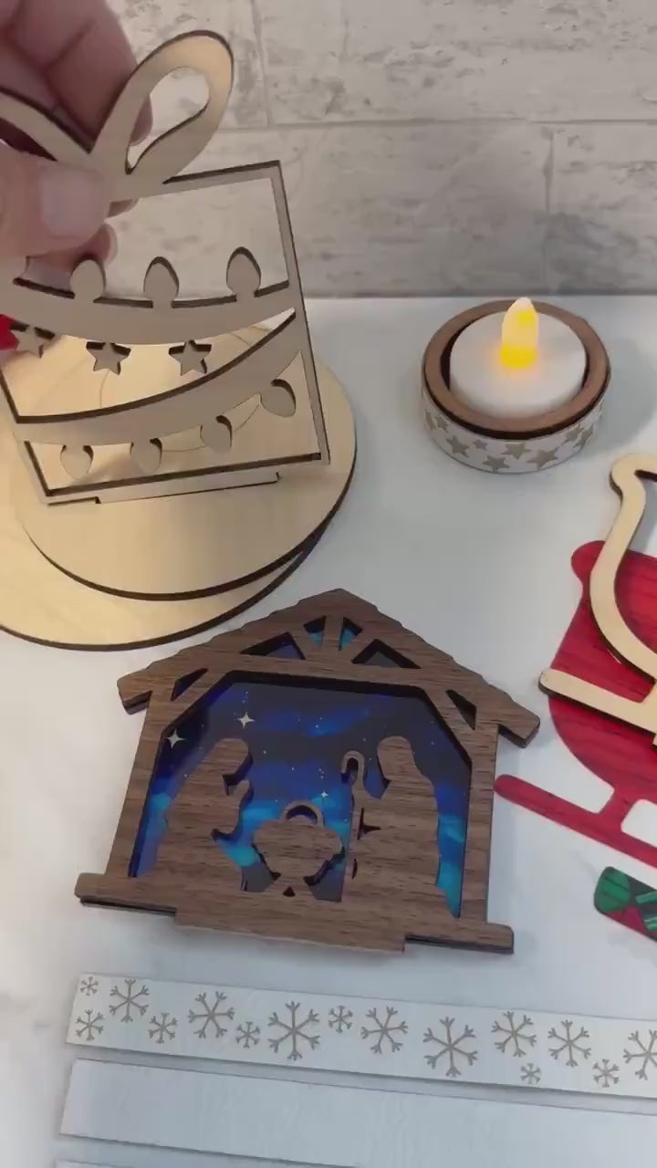 Christmas Tea Star holder set, Laser Ready Cut file, SVG Instant digital download.